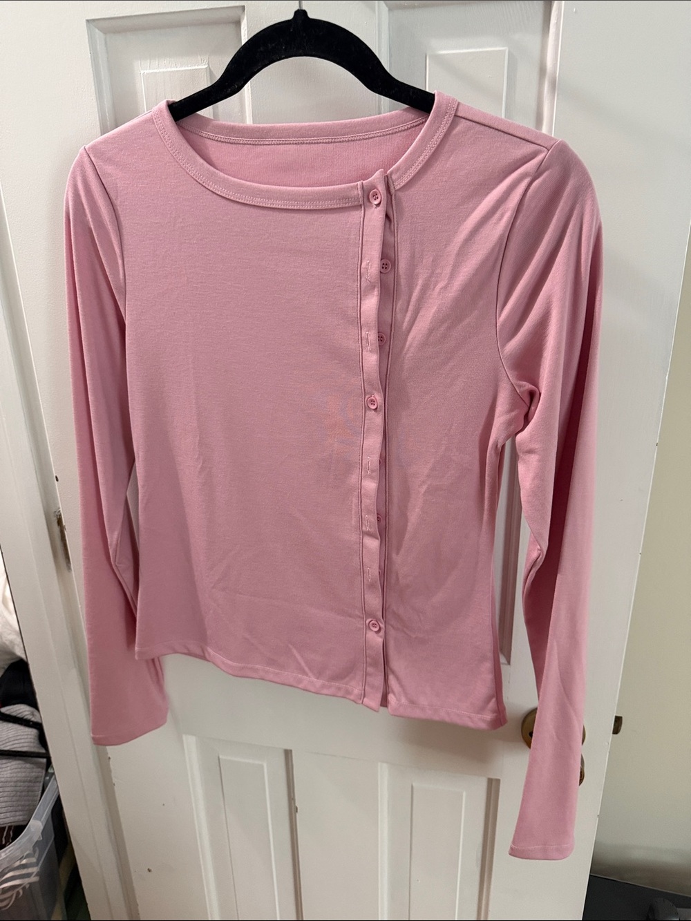 Classic Pink Long-Sleeve Button-Front Tee